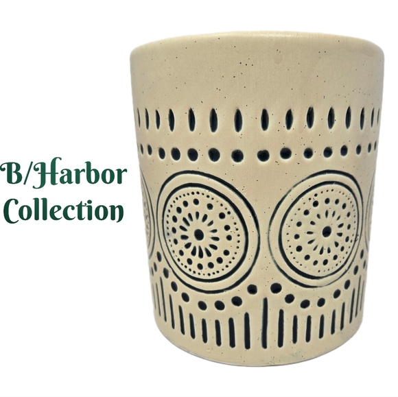 B/Harbor Collection Pottery Green Beige Ceramic Planter Decoration 7x6 20-Round - Picture 1 of 10